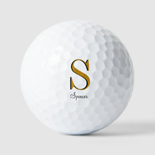 Gold Monogram Custom Name Initial Golf Balls