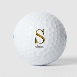 Gold Monogram Custom Name Initial Golf Balls