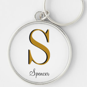 Gold Monogram Custom Name Initial Keychain