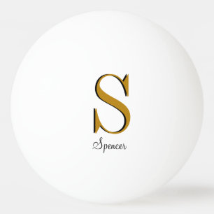 Gold Monogram Custom Name Initial Ping Pong Ball
