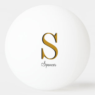 Gold Monogram Custom Name Initial  Ping Pong Ball