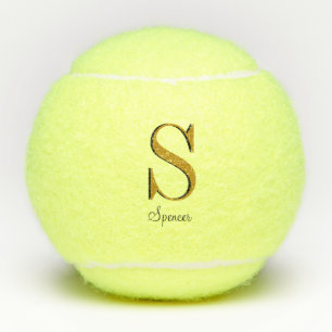 Gold Monogram Custom Name Initial Tennis Balls