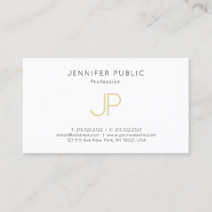 Gold Monogram Design Trendy Modern Elegant Plain Business Card