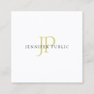 Gold Monogram Design Trendy Modern Plain Elegant Square Business Card