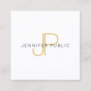 Gold Monogram Design Trendy Modern Template Square Business Card