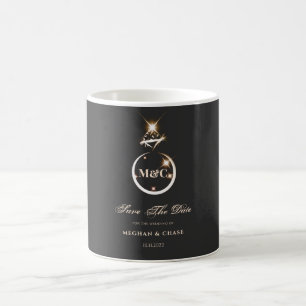 Gold Monogram Diamond Wedding Save The Date Coffee Mug