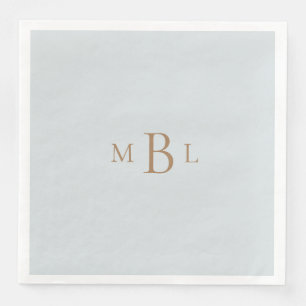 Gold Monogram Dusty Blue Elegant Wedding  Napkin