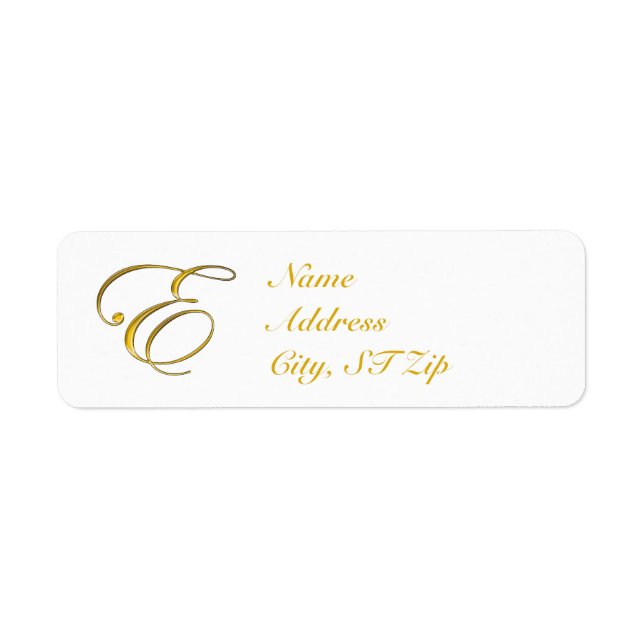 Gold Monogram E Address Labels (Front)