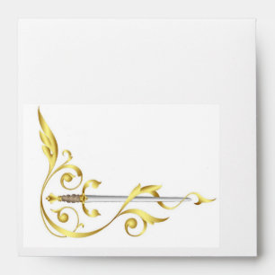 Gold Monogram Elegant Dagger Invitation Envelope