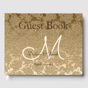 Gold Monogram Elegant Modern Wedding Guest Book