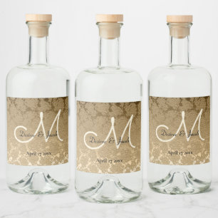 Gold Monogram Elegant Modern Wedding Liquor Bottle Label