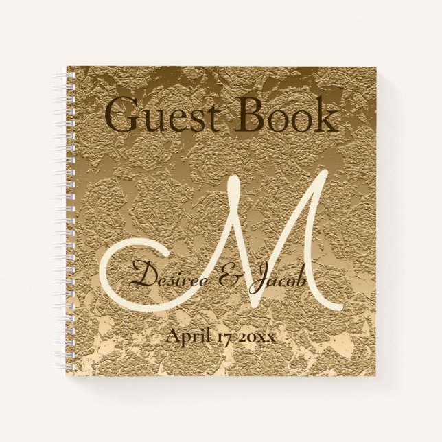 Gold Monogram Elegant Modern Wedding Notebook (Front)