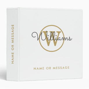 Gold Monogram Elegant Script School Office  Binder