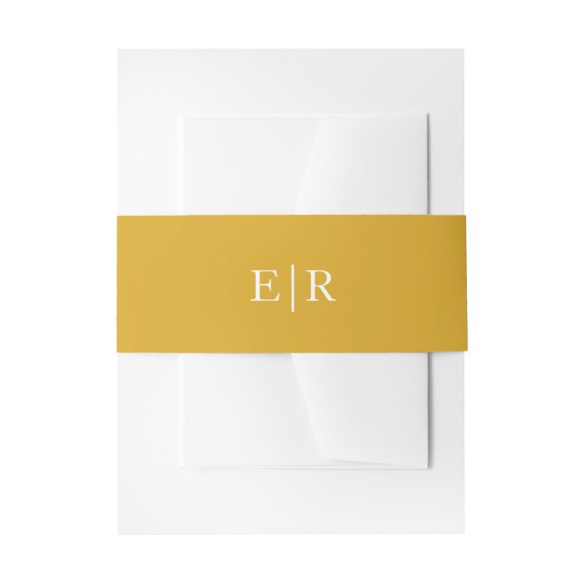 Gold Monogram Elegant Solid Colour Wedding Invitation Belly Band (Front Example)