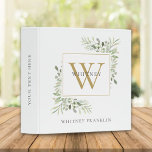 Gold Monogram Eucalyptus Greenery Floral Binder<br><div class="desc">Eucalyptus botanical watercolor greenery gold monogram name binder. Personalize with your initial and name to create a beautiful elegant binder that is unique to you. Perfect for home and business use. Designed by Thisisnotme©</div>