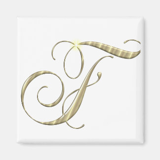 Gold Monogram F Initial Magnet