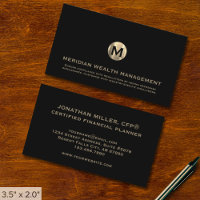 Gold Monogram Financial Planner Business Card