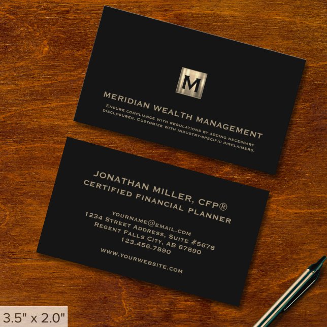 Gold Monogram Financial Planner Business Card (Creator Uploaded)