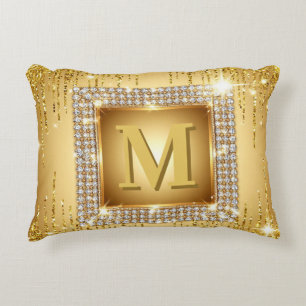 ✨ Gold Monogram Frame Custom Name Design ✨ Accent Pillow