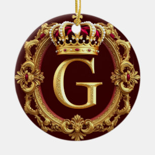 🌸 Gold Monogram G Royal Classic Home Decor Ceramic Ornament