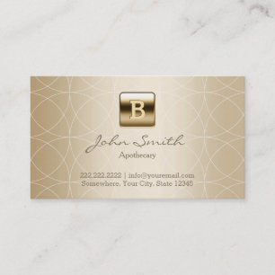 Gold Monogram Geo Patterns Apothecary Business Card