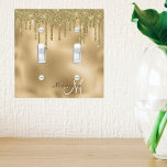Gold Monogram Glitter Drips Pretty Girly Light Swi Light Switch Cover<br><div class="desc">This design is a photo and not made with any actual glitter or sequins. It may be personalized in the area provided by changing the photo and/or text. Or it can be customized by clicking Personalize this Template and then choosing the click to customize further option and delete or change...</div>