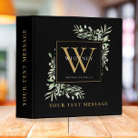 Gold Monogram Greenery  Black Office School Binder<br><div class="desc">Elegant botanical watercolor greenery black and gold monogram binder. Personalize with your initial and name to create a beautiful elegant binder that is unique to you. Perfect for home,  school and business use. Designed by Thisisnotme©</div>
