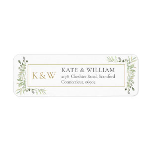 Gold Monogram Greenery Return Address