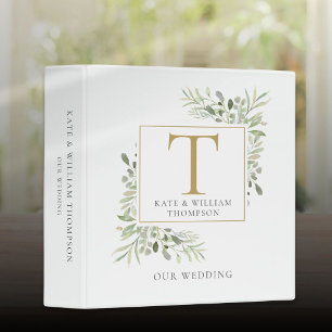 Gold Monogram Greenery Wedding Photo Binder