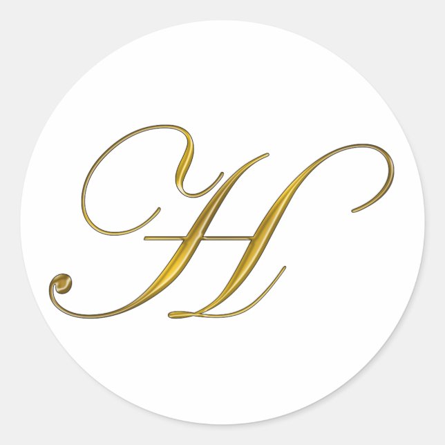 Gold Monogram H Envelope Seal Sticker (Front)