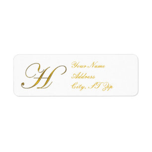 Gold Monogram H Return Address Labels