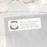 Gold Monogram Holly Merry Christmas Return Address<br><div class="desc">Add an elegant finishing touch to Holiday greeting cards or invitations with these artistic watercolor holly monogrammed return address labels. All text can easily be customized for either personal or corporate use. Change greeting to Happy Holidays, Happy New Year, Seasons Greetings, or custom message of your choice. Design features a...</div>
