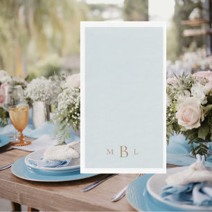 Gold Monogram Icy Blue Wedding Napkin