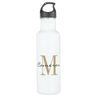Gold Monogram Initial and Name Personalized  710 Ml Water Bottle