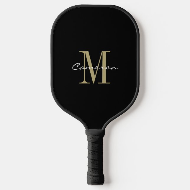 Gold Monogram Initial and Name Personalized Gift  Pickleball Paddle (Front)