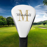 Gold Monogram Initial and Name Personalized Golf Head Cover<br><div class="desc">Custom printed golf head cover personalized with your name and monogram initial or other custom text. Use the design tools to choose any background colour,  edit fonts and colours or upload your own photos to create a unique one of a kind gift for your favourite golfer.</div>