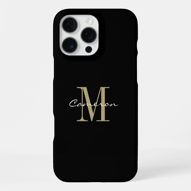 Gold Monogram Initial and Name Personalized  iPhone Case (Back)
