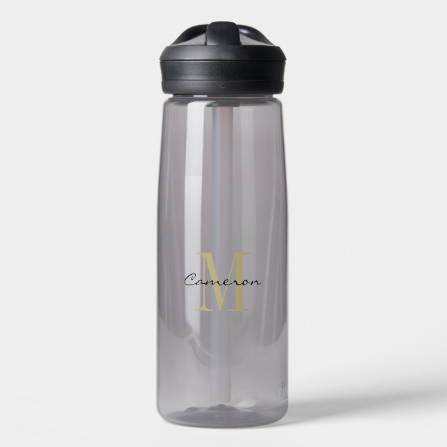 Gold Monogram Initial and Name Personalized Water Bottle (Front)
