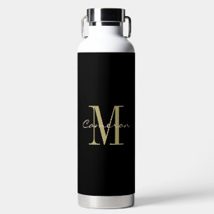 Gold Monogram Initial and Name Personalized  Water Bottle