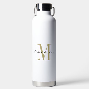Gold Monogram Initial and Name Personalized  Water Bottle