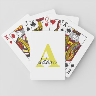 Gold Monogram Initial Custom Name Gift Fathers Day Playing Cards