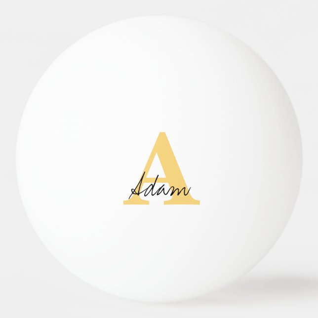 Gold Monogram Initial Custom Name Gift Favours Coo Ping Pong Ball (Front)