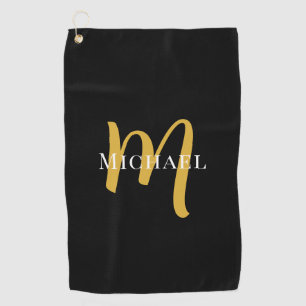 Gold Monogram Initial Elegant Modern Template Best Golf Towel