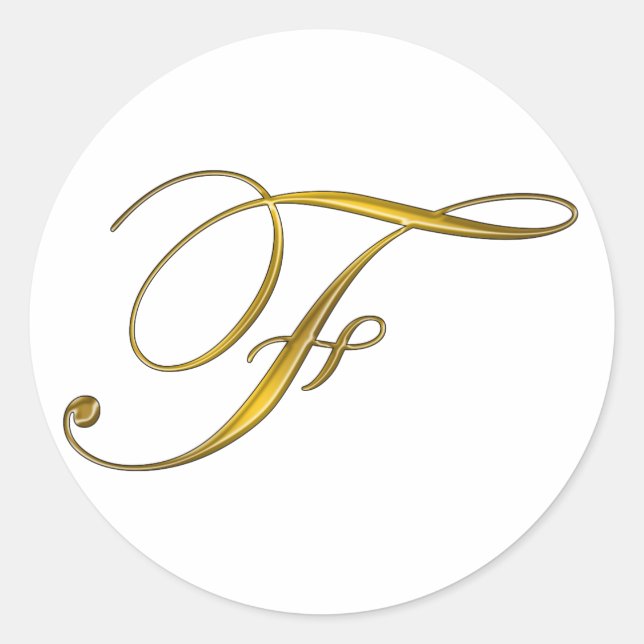 Gold Monogram Initial F Stickers (Front)