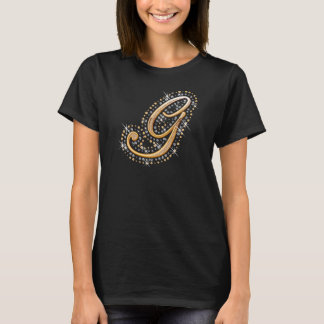 Gold Monogram Initial Letter G T-Shirt