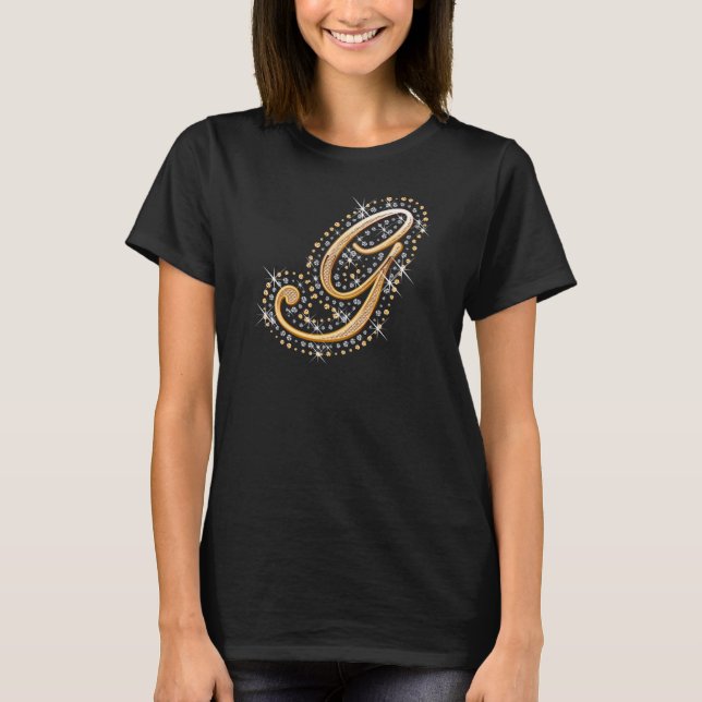 Gold Monogram Initial Letter G T-Shirt (Front)