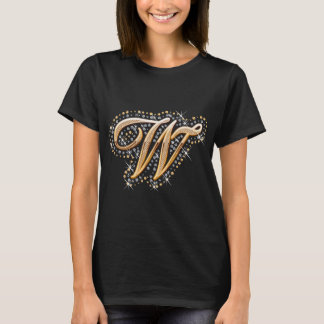 Gold Monogram Initial Letter W T-Shirt