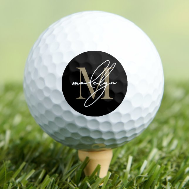 Gold Monogram Initial Script Name Personalized Golf Balls (Custom Create Your Own Gold Monogram Golf Balls )