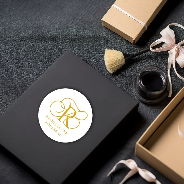 Gold Monogram Jewellery Designer  Classic Round Sticker (Creator Uploaded)
