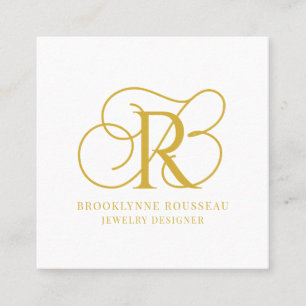 Gold Monogram Jewelry Designer Business Card